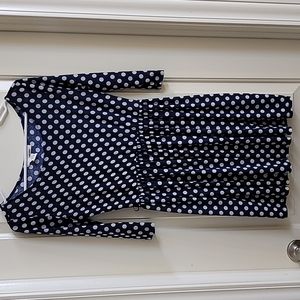 Sans Souci navy blue & white cute polka dot dress! Size L